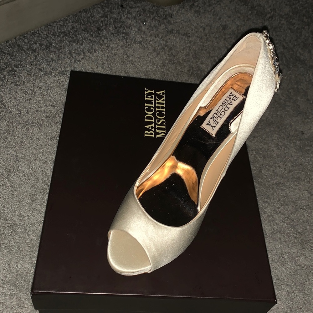 Badgley Mischka Kiara Embellished Peep-Toe Evening Pumps
